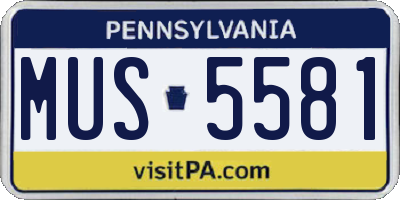 PA license plate MUS5581
