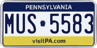 PA license plate MUS5583