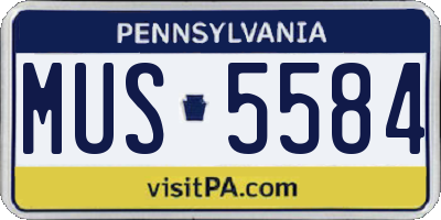 PA license plate MUS5584