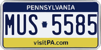 PA license plate MUS5585