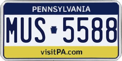 PA license plate MUS5588