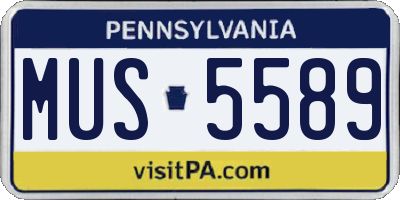 PA license plate MUS5589