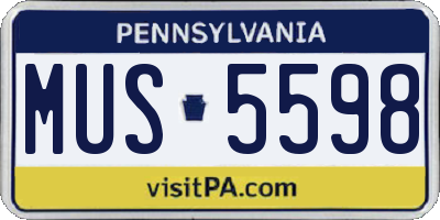 PA license plate MUS5598