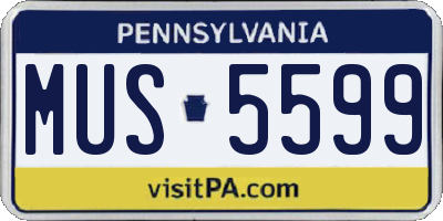 PA license plate MUS5599