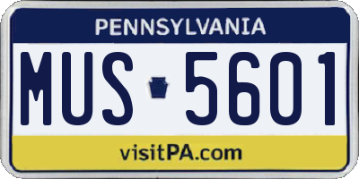 PA license plate MUS5601