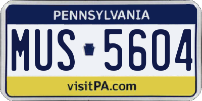 PA license plate MUS5604