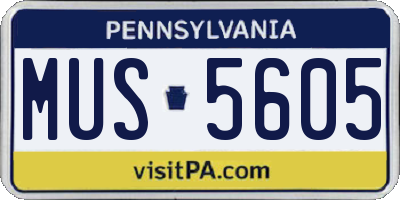 PA license plate MUS5605