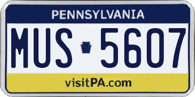 PA license plate MUS5607