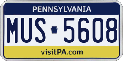 PA license plate MUS5608