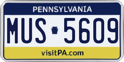 PA license plate MUS5609