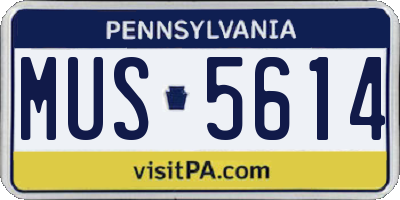 PA license plate MUS5614