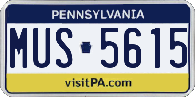 PA license plate MUS5615