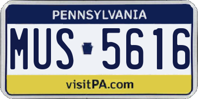 PA license plate MUS5616