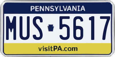 PA license plate MUS5617