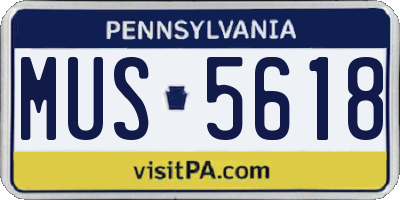 PA license plate MUS5618