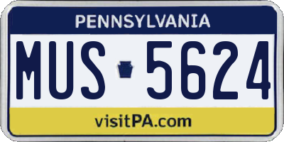 PA license plate MUS5624