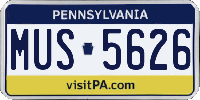 PA license plate MUS5626