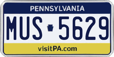 PA license plate MUS5629