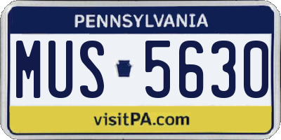 PA license plate MUS5630