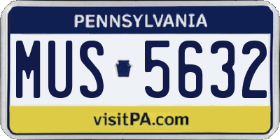 PA license plate MUS5632