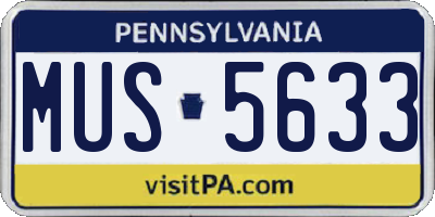 PA license plate MUS5633
