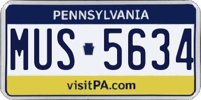 PA license plate MUS5634