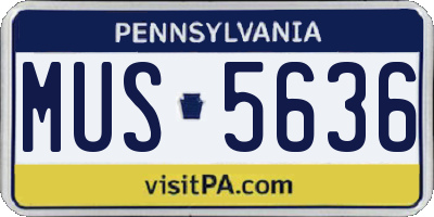 PA license plate MUS5636