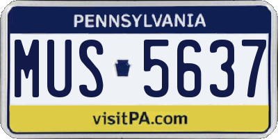 PA license plate MUS5637