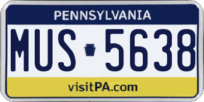 PA license plate MUS5638