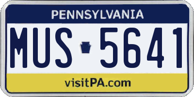 PA license plate MUS5641