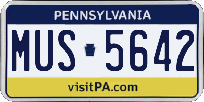 PA license plate MUS5642
