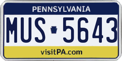 PA license plate MUS5643
