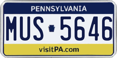 PA license plate MUS5646