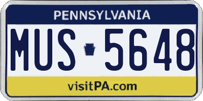 PA license plate MUS5648
