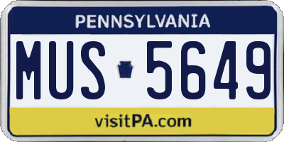 PA license plate MUS5649