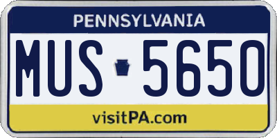 PA license plate MUS5650