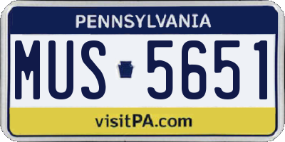 PA license plate MUS5651