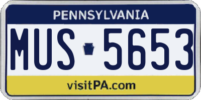 PA license plate MUS5653