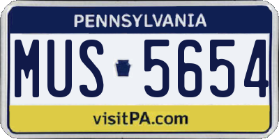 PA license plate MUS5654
