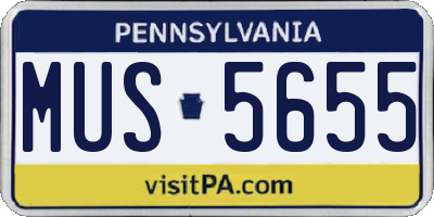 PA license plate MUS5655