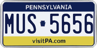 PA license plate MUS5656