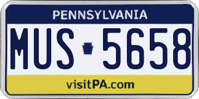 PA license plate MUS5658