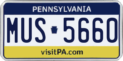 PA license plate MUS5660