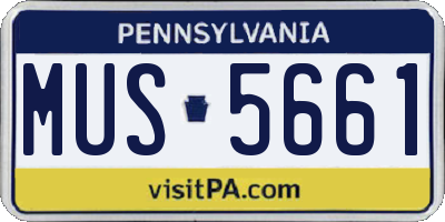 PA license plate MUS5661