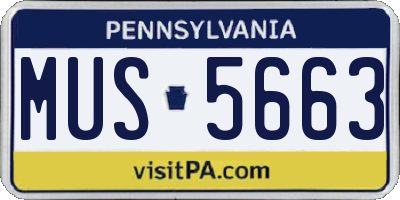 PA license plate MUS5663