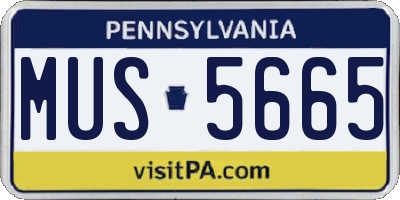 PA license plate MUS5665
