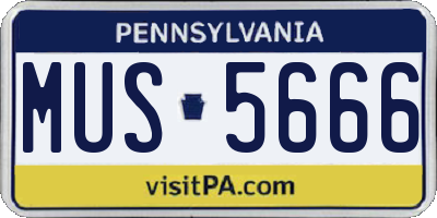 PA license plate MUS5666