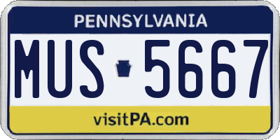 PA license plate MUS5667