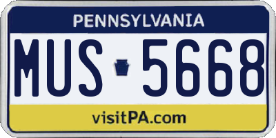 PA license plate MUS5668