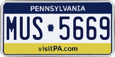 PA license plate MUS5669